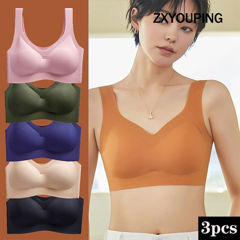Underwire Bra Padded - パッド付きシームレススポーツブラ,スチールリングなしで快適,セクシーな睡眠下着,腕立て伏せ,ラージサイズ,mからxxl,3個