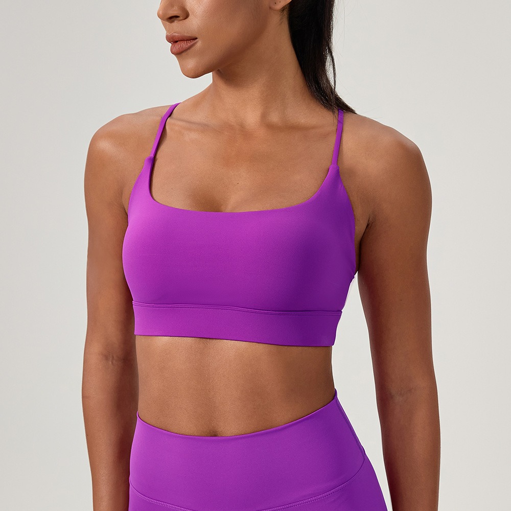 Sports Bra Racerback - 女性のセクシーなヨガブラクロスストラップ通気性フィットネススポーツブラランニングフィットネスワークアウトスポーツブラジムトレーニングブラ