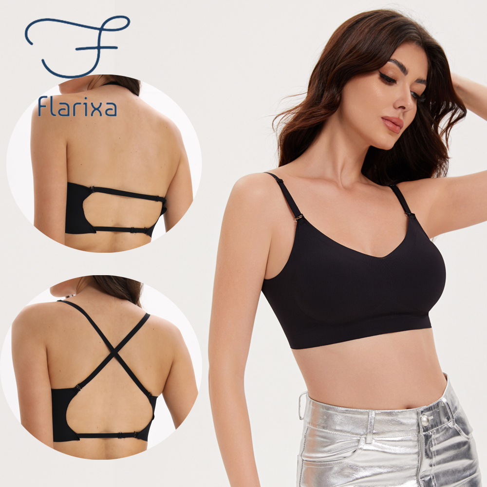 Convertible Bra Multiway - Flarixa-シームレスローバックブラ,マルチウェイサポート,ワイヤレス,ホルターバック,パッド入りブラレット,コンバーチブルU字型リフティングストラップ