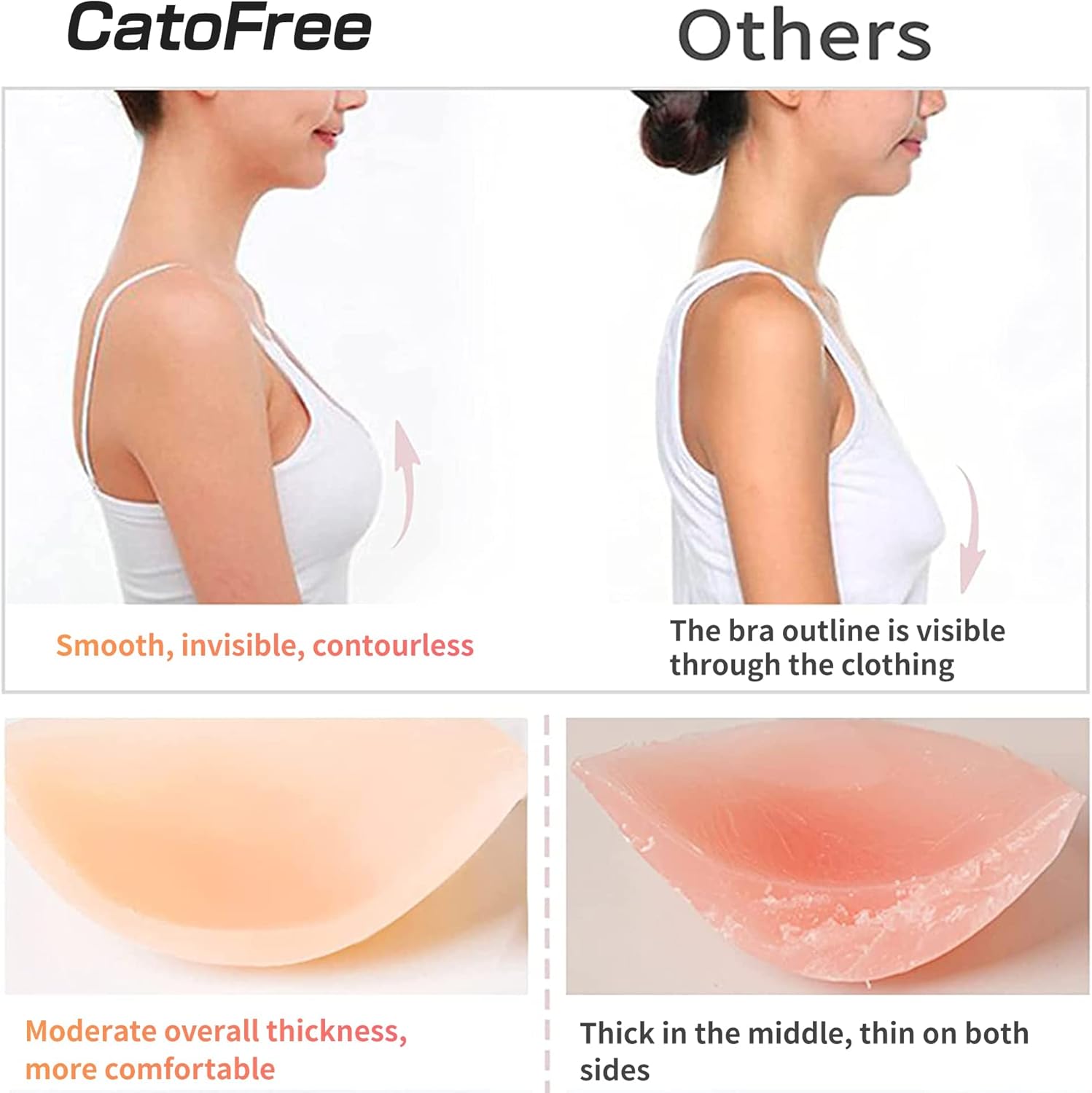 プッシュアップワイヤーレスソリッドシリコンブラ、再利用可能な - Strapless Bra Adhesive のレビューと価格