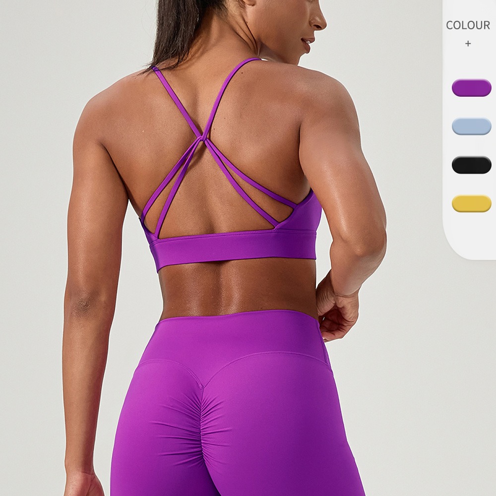 女性のセクシーなヨガブラクロスストラップ通気性フィットネスス - Sports Bra Racerback のレビューと価格