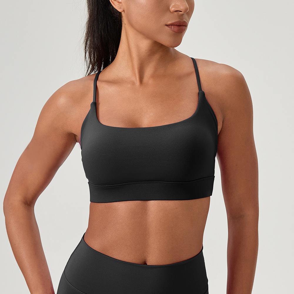 女性のセクシーなヨガブラクロスストラップ通気性フィットネスス - Sports Bra Racerback のレビューと価格