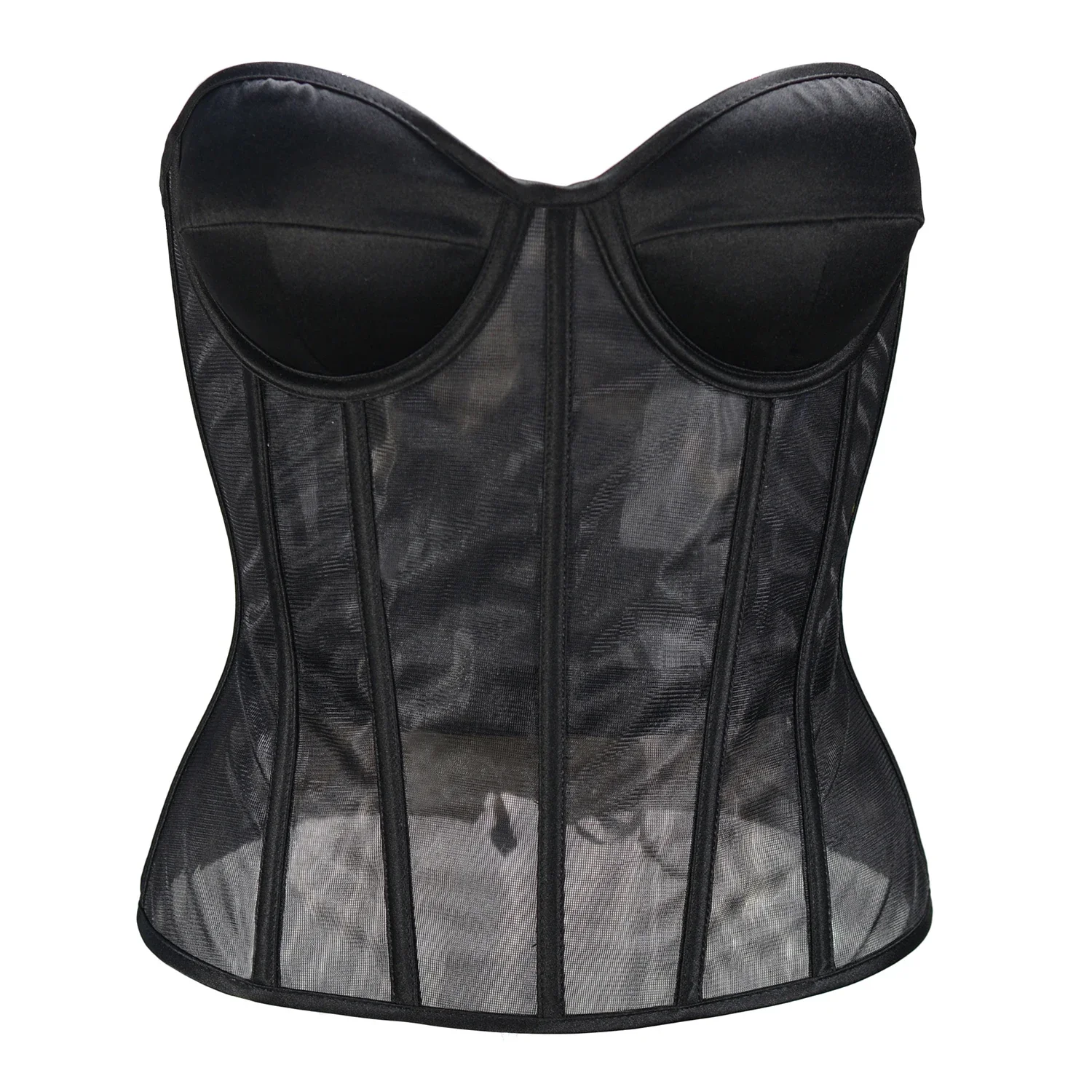 2層腹部コルセット,透明メッシュ,通気性,ブラ付き,レースア - Sheer Mesh Bra のレビューと価格