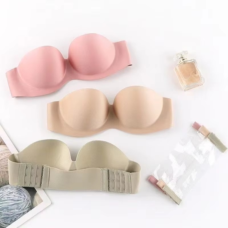 女性のセクシーなストラップレスプッシュアップパッド入りブラジ - Underwire Bra Padded のレビューと価格